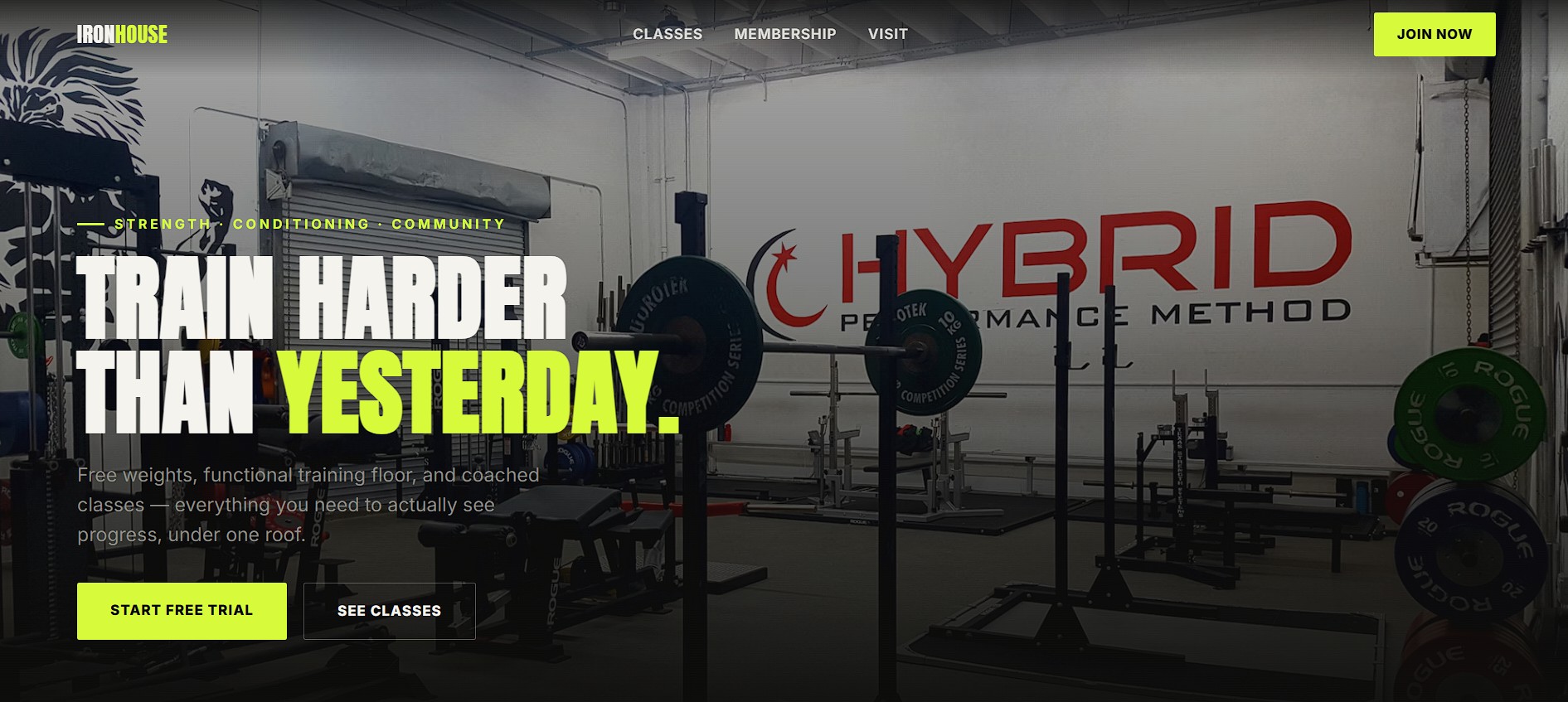 Ironhouse gym homepage